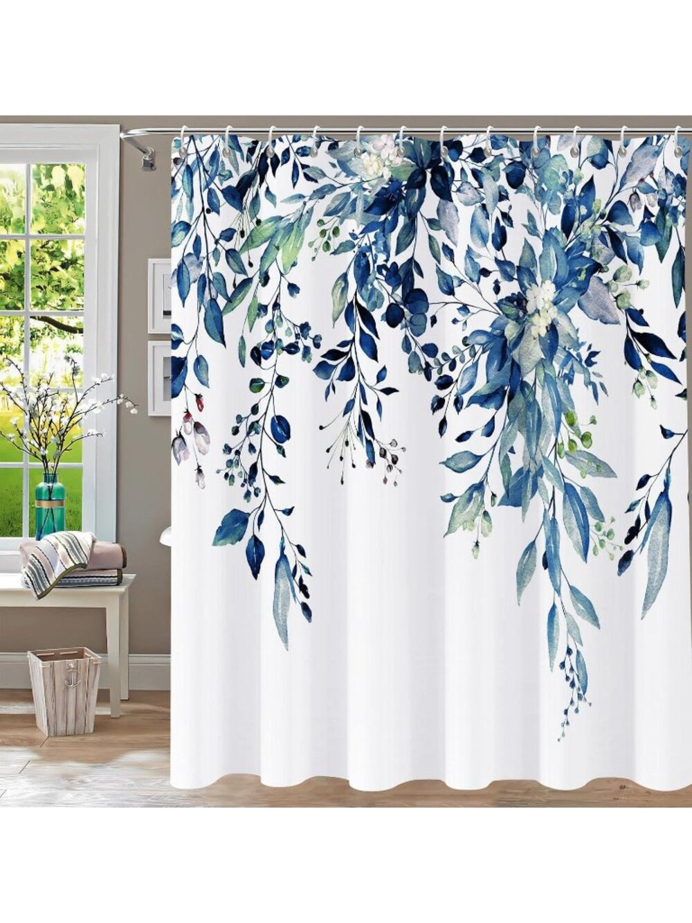 New Shower Curtain Blue Eucalyptus Shower Curtains for Bathroom